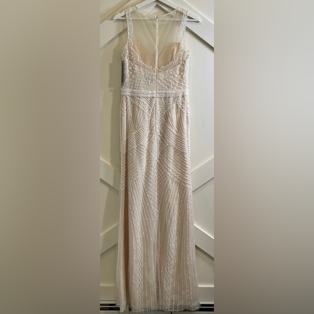 Basix Black Label Mesh Embellished Beaded Dress Gown NWT Color Ivory Size 4 - Picture 16 of 16